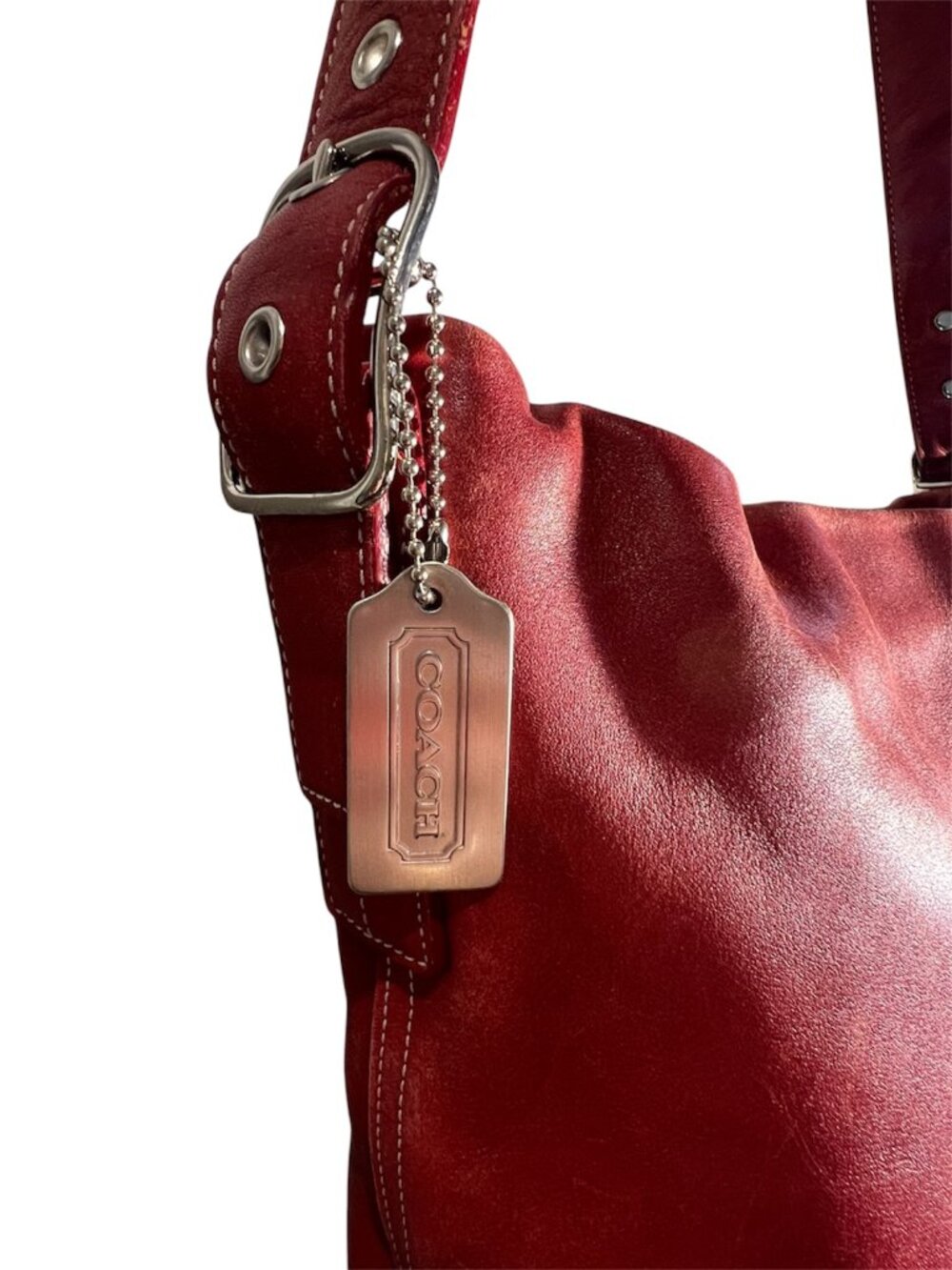 Vintage Y2K Coach Soho Legacy 9186 Red Glove Tanned Leather Bucket Shoulder Bag - Picture 3 of 16